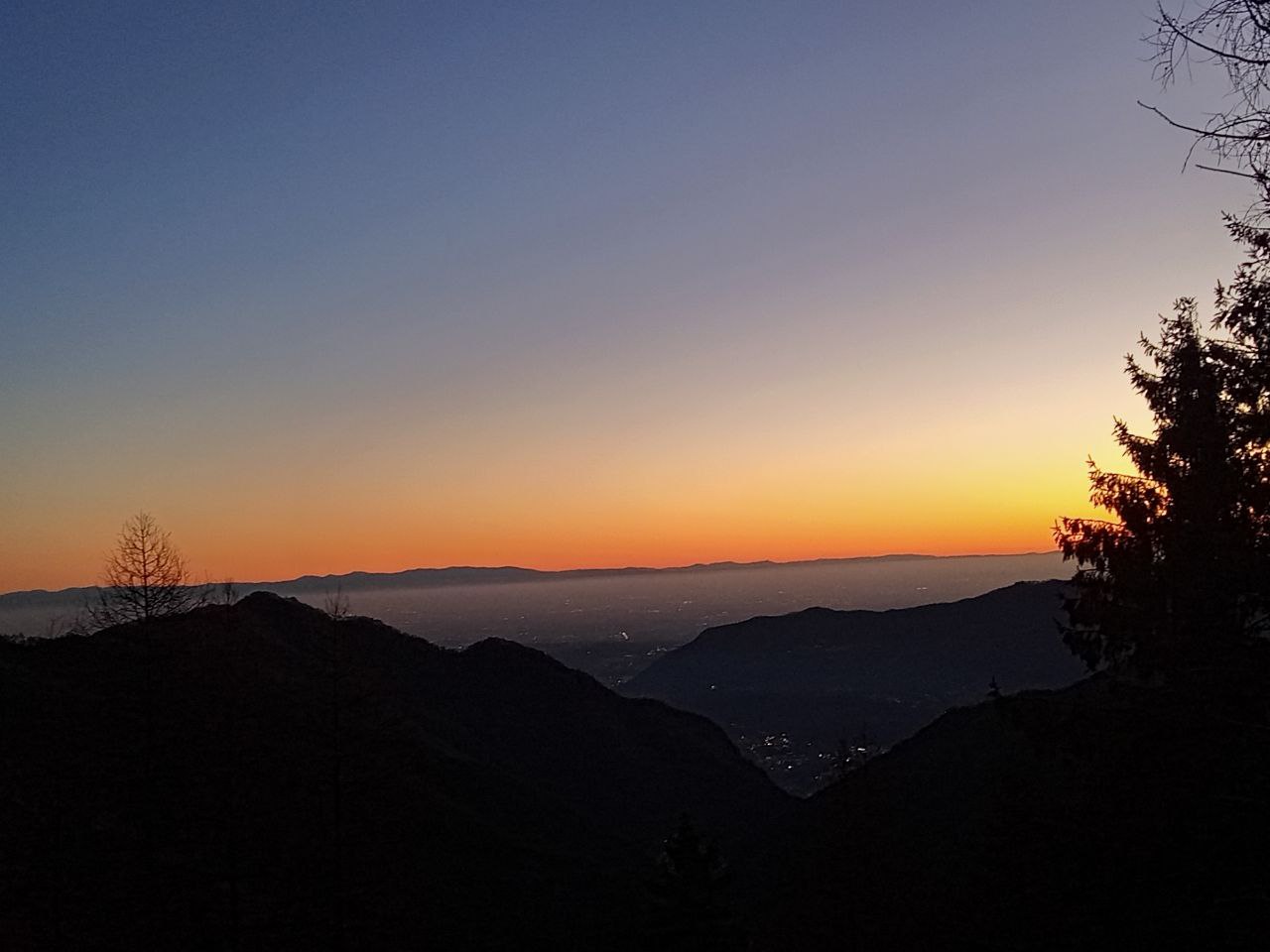 Tramonto sulla pianura visto dal rifugio